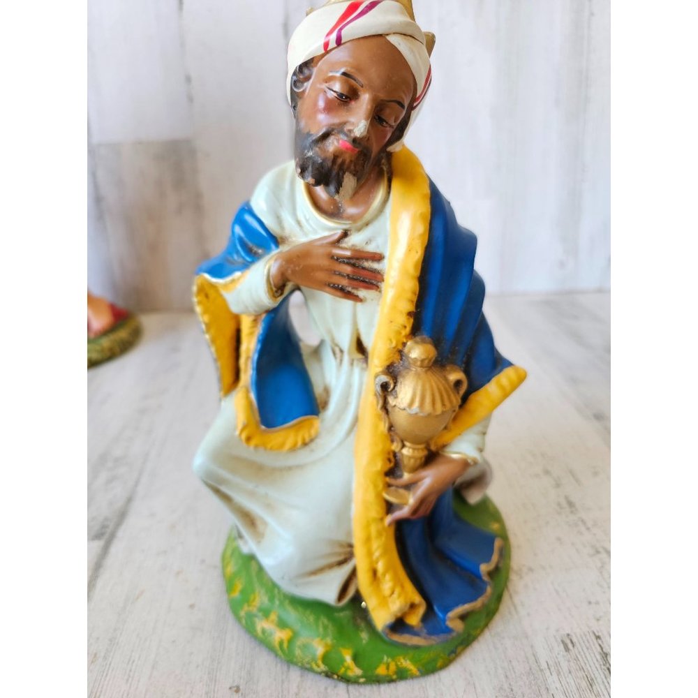 Vintage fontanini Wiseman Italy‎ paper mache nativity myrrh incense Xmas village